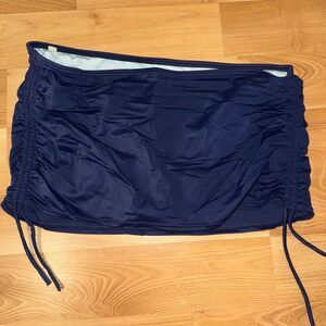 Victorias Secret Navy Blue Ruched Bathing Suit Bottom with Skirt
